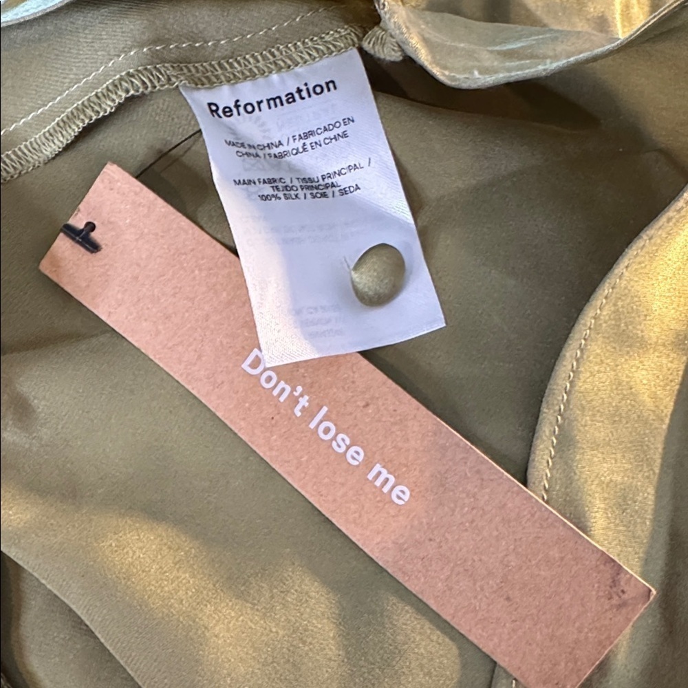NWT Reformation Jeany Silk Dress in Olive Oil - Picture 8 of 9
